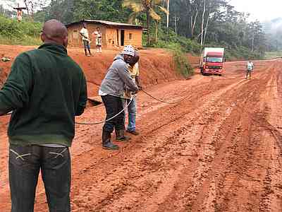 It’s rainy season – trucks must sometimes be pulled out of the mud.