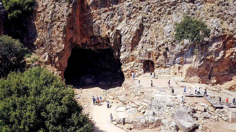 Ruinen von Baniyas, antike Stadt in Israel am Fuße des Berges Hermon, in der Nähe der Hauptquelle des Jordan