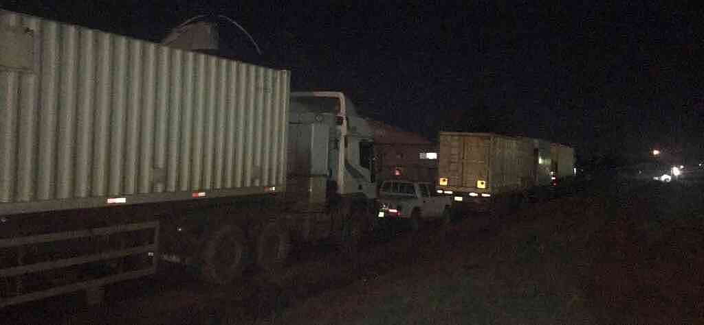 Our trucks. Lined up and ready to sleep for the night