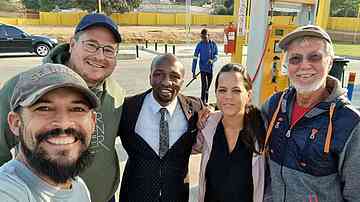 As we were fueling up, Jana Bielava and Harrison Kiwone came out to meet us. 