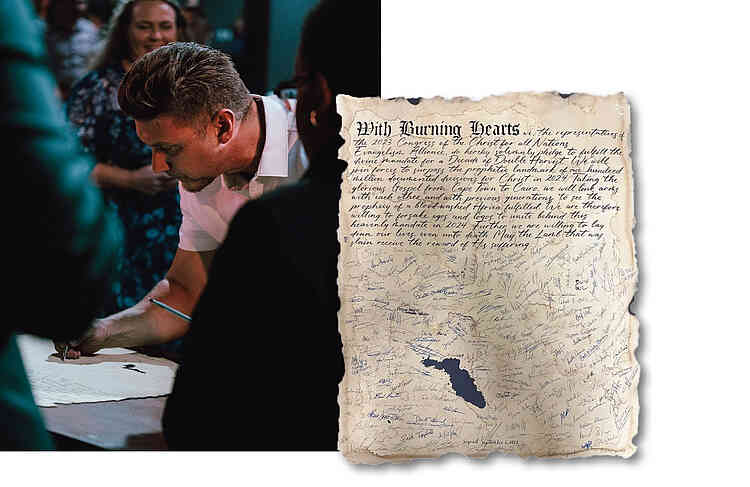 Daniel Kolenda signing the declaration Daniel Kolenda signing the declaration