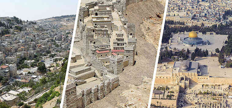 [Translate to Français:] City of David Archaeological Dig, Mt. Zion, Jewish Quarter of the Old City including the Cardo and Herodian ruins, Western Wall, Southern Steps of the Temple.