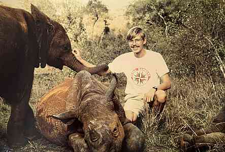Visite de l’orphelinat animalier du parc national de Nairobi en 1988