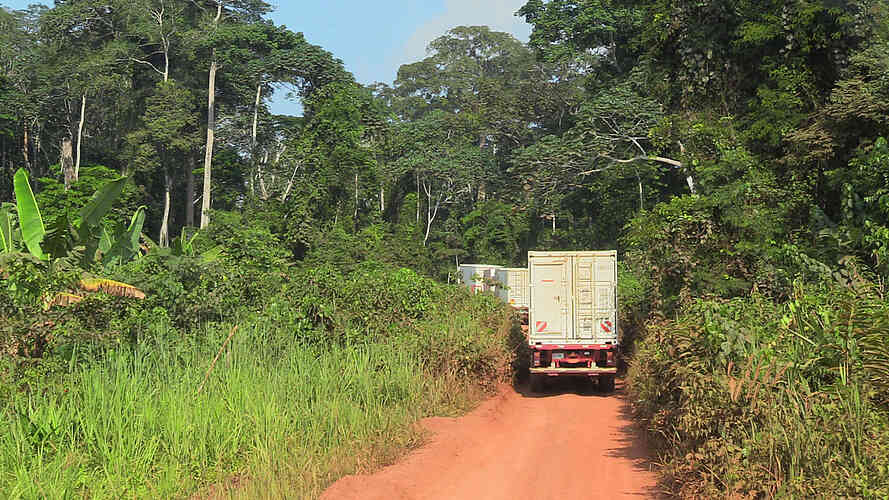 The road is often only just wide enough for our trucks.