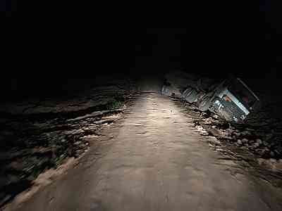 Stranded truck shows what happens when this road gets wet