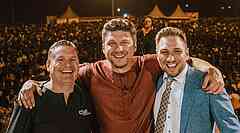 Evangelist Daniel Kolenda with Evangelists Randy Roberts and Lukas Repert in Chingola, Zambia