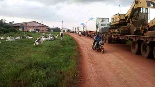 Those are our trucks in the distance, waiting to go.