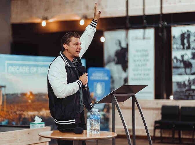 Evangelist Daniel Kolenda at the School of Evangelism in South Africa
