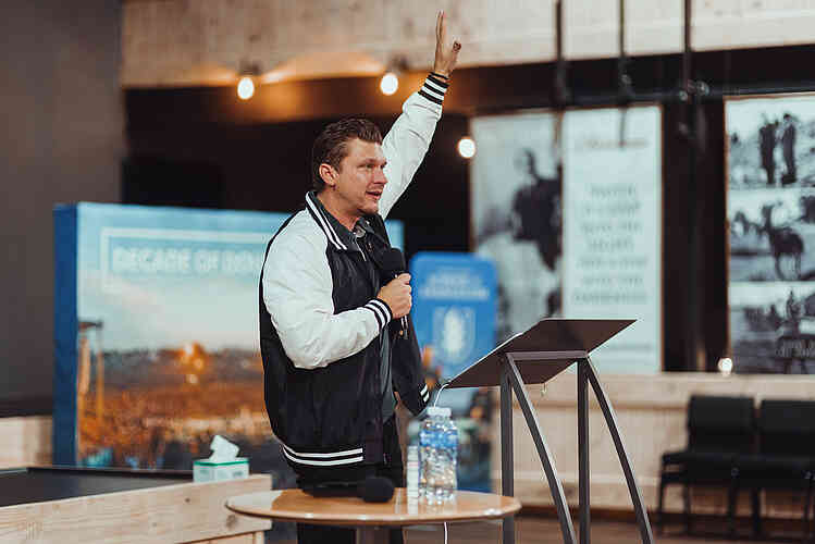 Evangelist Daniel Kolenda at the School of Evangelism in South Africa