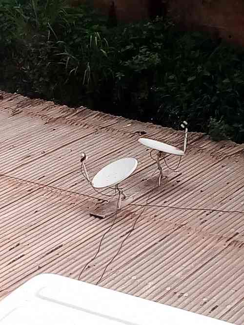 At the equator, the satellite dishes face straight up.