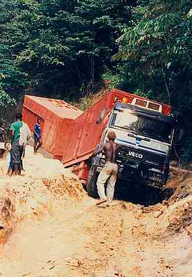 Winfried Wentland driving through Cameroon